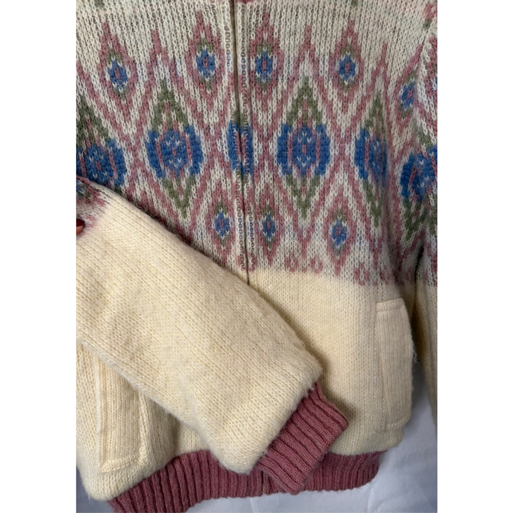 Vintage Alafoss of Iceland Nordic Women’s Zip-Up Sweater Coat Diamond Icewool - Picture 4 of 11